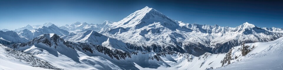 Fototapeta premium A person skiing down a snowy mountain side, perfect for winter sports and adventure themes