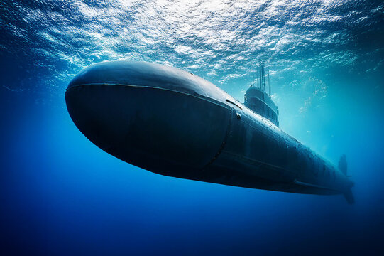 Generated image  Ein U - Boot auf Seerohrtiefe getaucht