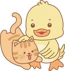 Cute Duck vector icon. Funny baby Duck animal series stock illustration. life of fluffy Duck designs.