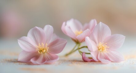 Soft pink flowers with delicate petals on a pastel background.