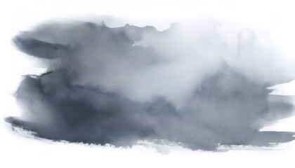 Obraz premium Dark gray watercolor painting creating abstract shapes on white background