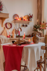 Christmas Ukrainian kitchen interior. Ukrainian traditions and decor