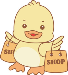 Fototapeta premium Cute Duck vector icon. Funny baby Duck animal series stock illustration. life of fluffy Duck designs.