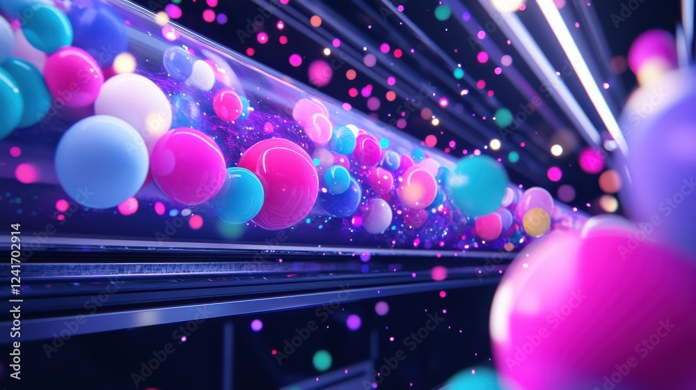 Wall mural colorful abstract background with 3d bubbles in motion