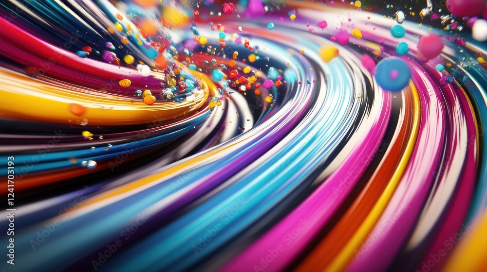 Wall mural colorful abstract flow with vibrant swirls and dynamic splashes