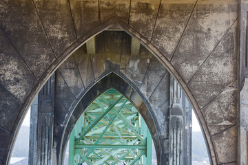 USA, Oregon, Newport and the underside of the Newport Bridge.
