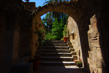 Naklejka premium Historic Courtyard of the Rhodes Archaeological Museum, Greece
