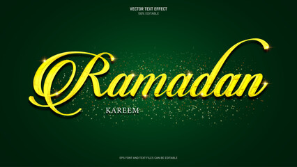 Ramadan kareem islamic gold style editable text effect