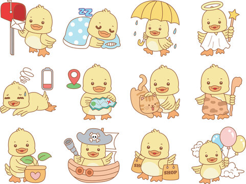 Cute Duck vector icon. Funny baby Duck animal series stock illustration. life of fluffy Duck designs.