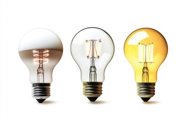 A group of three light bulbs sit next to each other, a simple still life scene