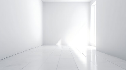 Obraz premium A white room with a window and a door