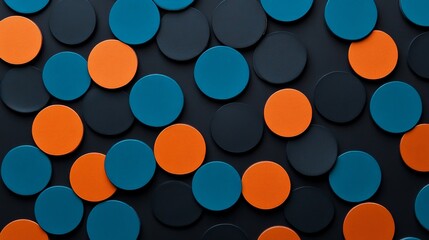 Abstract Teal and Burnt Orange Circles: A captivating arrangement of teal and burnt orange circles against a dark background creates a visually stunning abstract pattern.