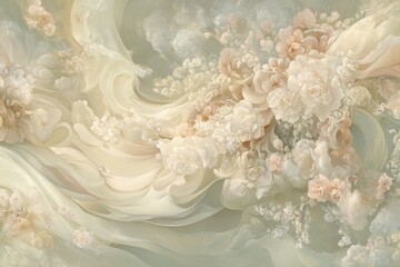 Fototapeta premium Intricate Gold and Cream Rococo Ceiling Design With Floral Motifs Under Elegant Lighting