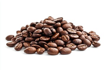 Pile coffee beans isolated on white background