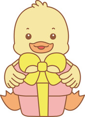 Cute Duck vector icon. Funny baby Duck animal series stock illustration. life of fluffy Duck designs.