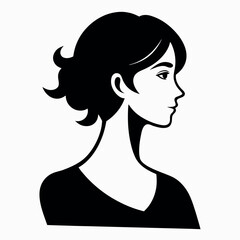 Simple black and white female avatar icon