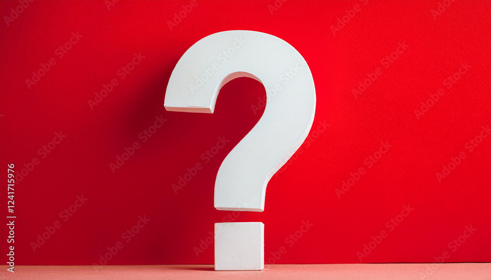 Fototapete Question mark on red background. 3D rendering. FAQ and QA. Problem solution.