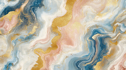 Obraz premium A painting of a wave with gold and blue colors