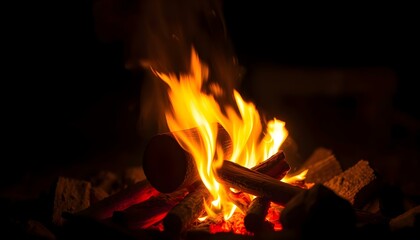 a close up of a fire in the dark