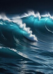 Fototapeta premium Ethereal oceanic waves on a deep blue background, calming, serene