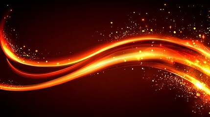 Fototapeta premium Fiery waves, dark background, sparkle