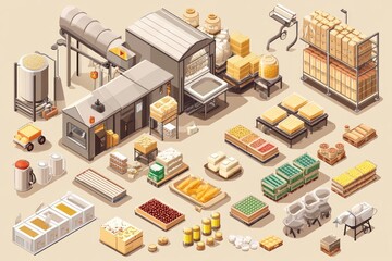 Obraz premium Food Processing Plant: A Comprehensive View of Agricultural Goods
