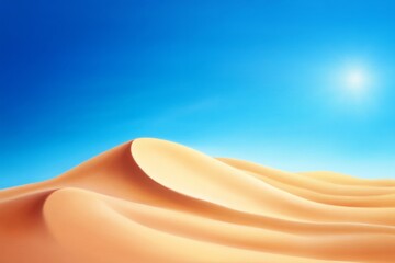 Desert Dunes Under a Vivid Blue Sky - Stunning view of rolling sand dunes under a bright blue sky, perfect for travel, nature, or desert-themed projects.