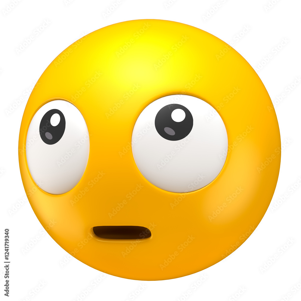 Canvas Prints wide-eyed surprised emoji in 3d render with transparent background