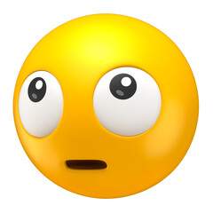 Wide-Eyed Surprised Emoji in 3D Render with transparent background
