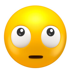 Wide-Eyed Surprised Emoji in 3D Render with transparent background