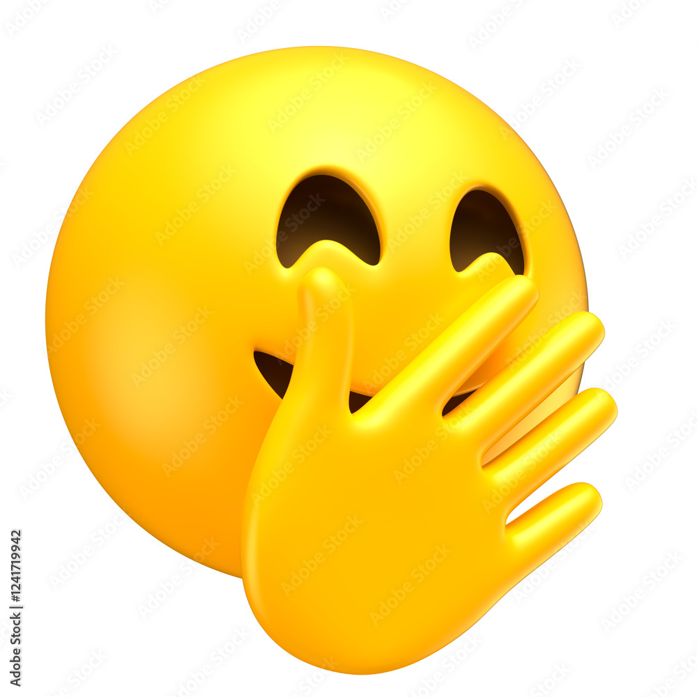 Canvas Prints laughing emoji with hand covering mouth in 3d render with transparent background