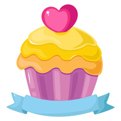 cupcake with heart-shaped decoration