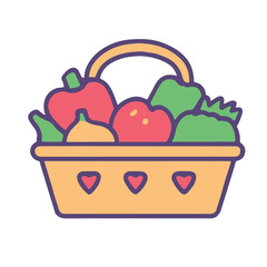 Fototapeta premium Vector flat icon of a grocery basket filled with vegetable