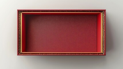 Ornate Rectangular Frame in Deep Red Tones Leaning Against Light Wall Displaying Rich Detailed Texture.