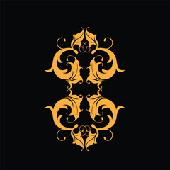 Floral Design A classic black and white floral design element featuring elegant, curved leaves and intricate detailing. Ornamental Perfect for use in decorative borders, logos