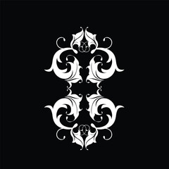 Floral Design A classic black and white floral design element featuring elegant, curved leaves and intricate detailing. Ornamental Perfect for use in decorative borders, logos