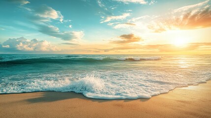 The ocean is calm and the sky is blue with a few clouds