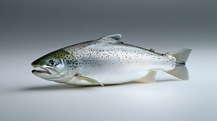 Fresh salmon, studio shot, gray background, food photography