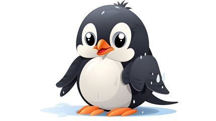 Naklejka premium A cartoon penguin with a big belly and a smile on its face