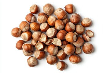 Fototapeta premium Pile chopped hazelnut isolated on white background