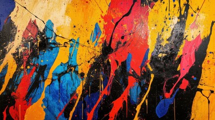 Vibrant Abstract Art with Bold Splashes of Color and Texture