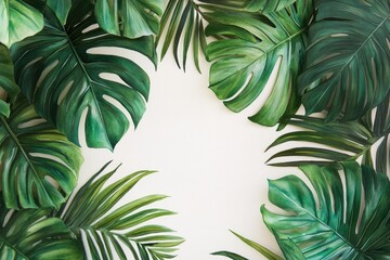 A collection of green leaves attached to a white wall