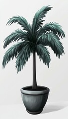 Obraz premium Palm in a pot isolated white background