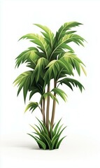 Fototapeta premium 3D cartoon vector palm tree clip art on a white background, high resolution, simple and clean, created in Adobe Illustrator.