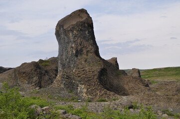 Basalt rock formations in northern Iceland