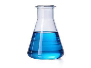 laboratory flask with blue liquid