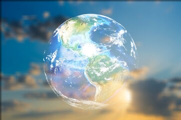World Environment 2024 concept, globe in sky