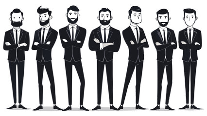 Adobe Illustrator Arbusiness man
Collection of Businessmen in Suits with Beards - Black and White Vector Illustration