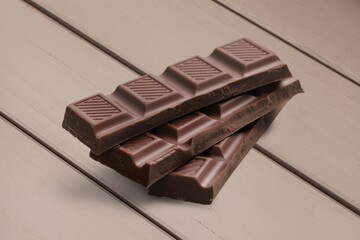Dark chocolate tasty and sweet on the desk