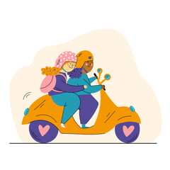 Two Lovers on a Scooter Ride